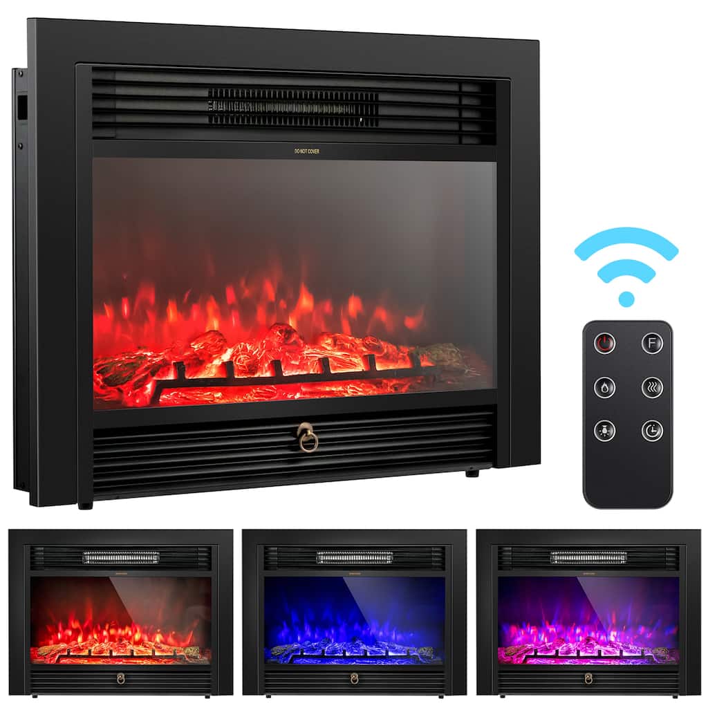 28.5'' Fireplace Electric Embedded Insert Heater Glass Log Flame - 28.5'' x 6'' x 21'' (L x W x H)