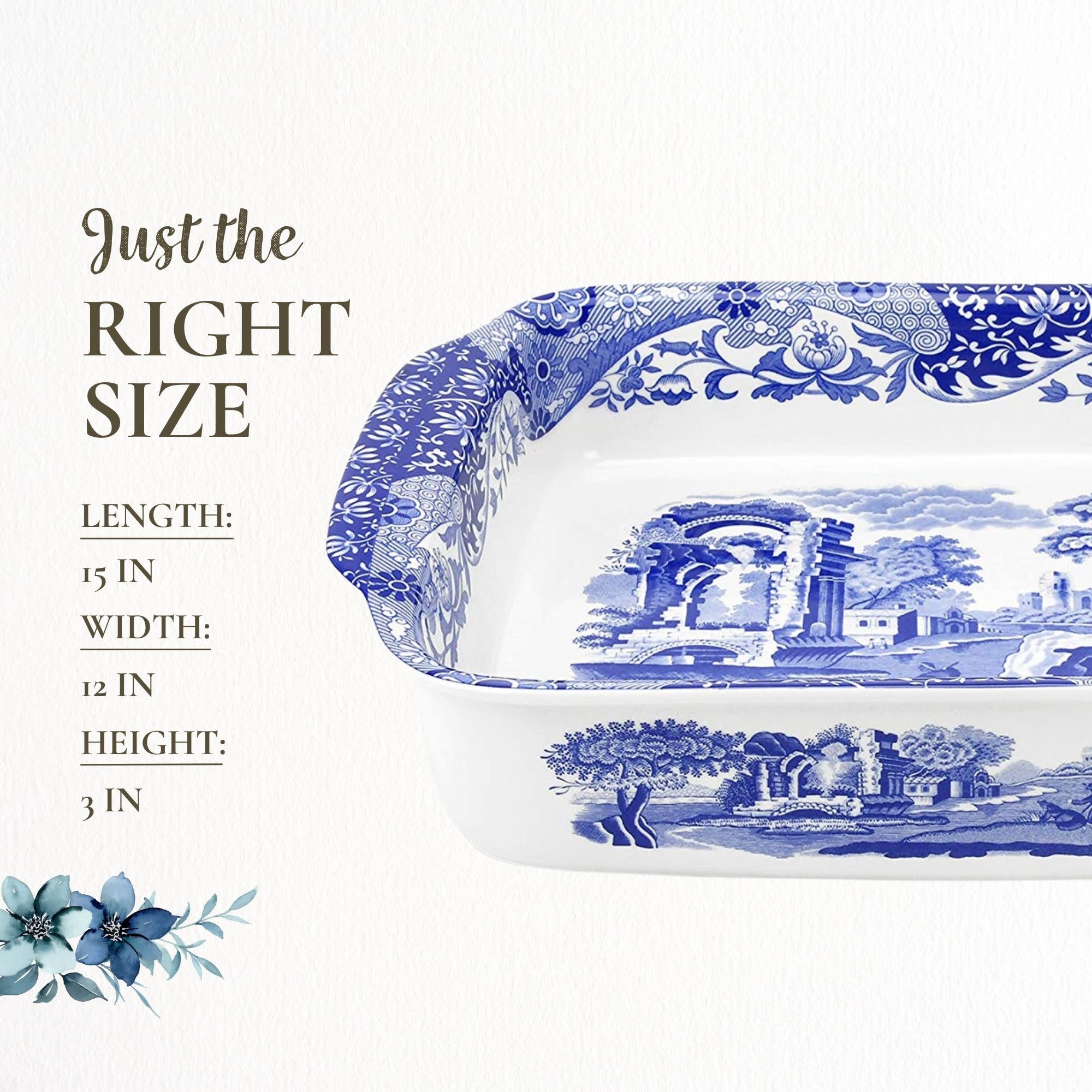 Spode Blue Italian Large Rectangular Handled Dish - On Sale