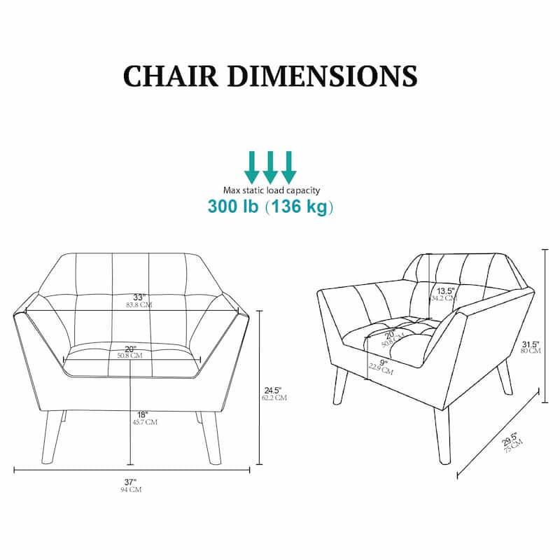 INK IVY Newport Wide Mid-Century Modern Lounge Chair