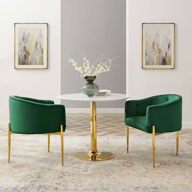 Savour Tufted Performance Velvet Accent Chairs - Set of 2 - Emerald