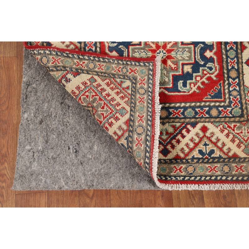 Geometric Kazak Runner Rug Handmade Wool Carpet - 2'7" x 10'7"