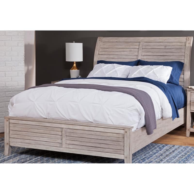 Asher Sleigh Bed - Antiqued Whitewash - Queen