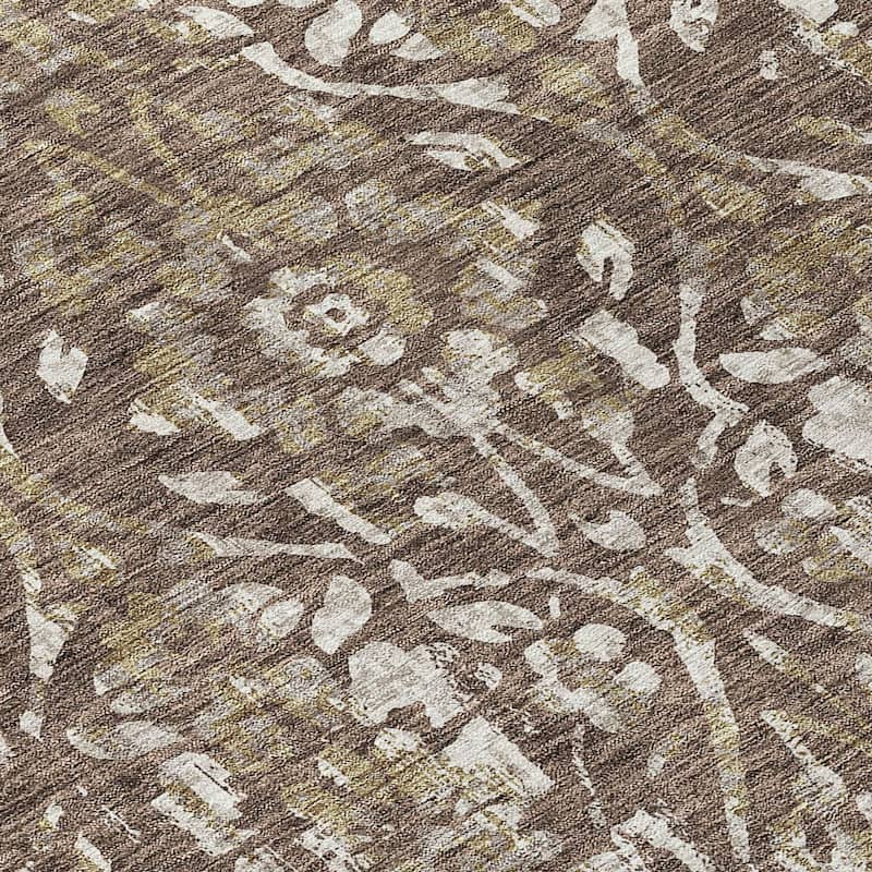 Machine Washable Indoor/ Outdoor Chantille Distressed Traditional Rug