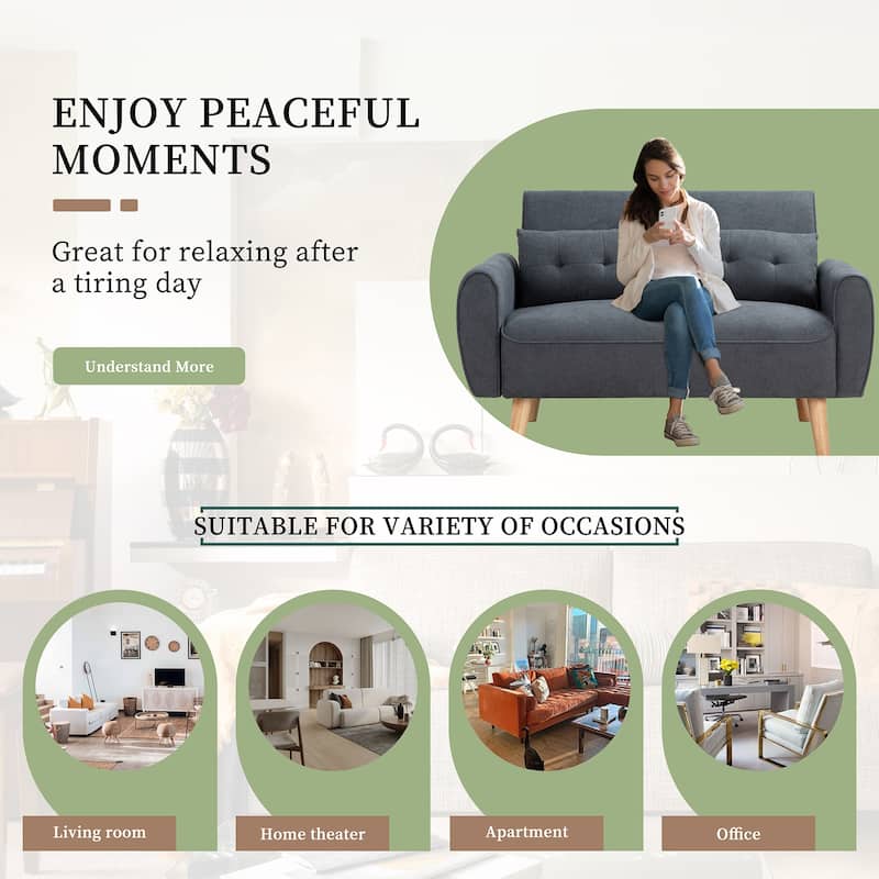 Futzca 47" Small Modern Loveseat Sofa, 2-Seat Couch Love Seat