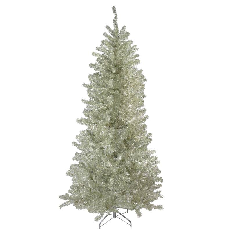 9' Metallic Platinum Artificial Tinsel Christmas Tree - Unlit - 9 Foot