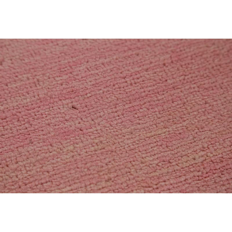 Hand Knotted Oriental 100% Wool Carpet Modern Solid Pink Gabbeh Area Rug - 9' 2'' X 6' 1''