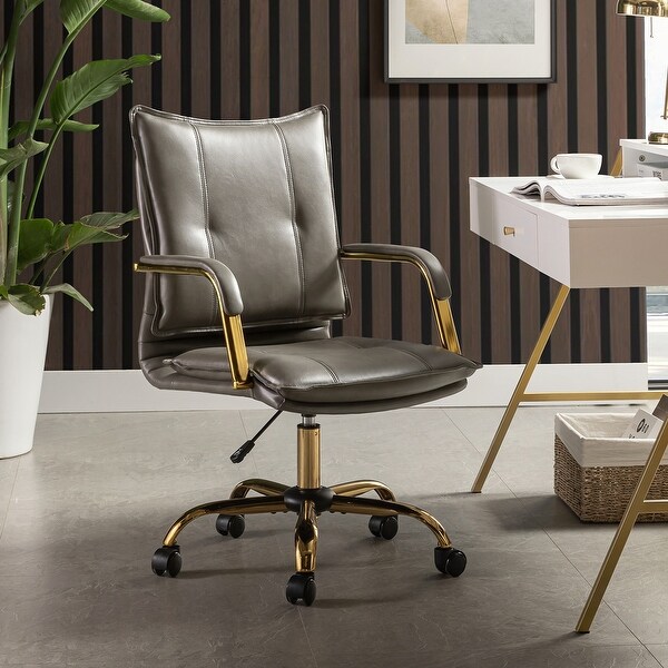椅子 rinarina Zarina Modern Faux Leather Swivel Office Chair Desk Chair