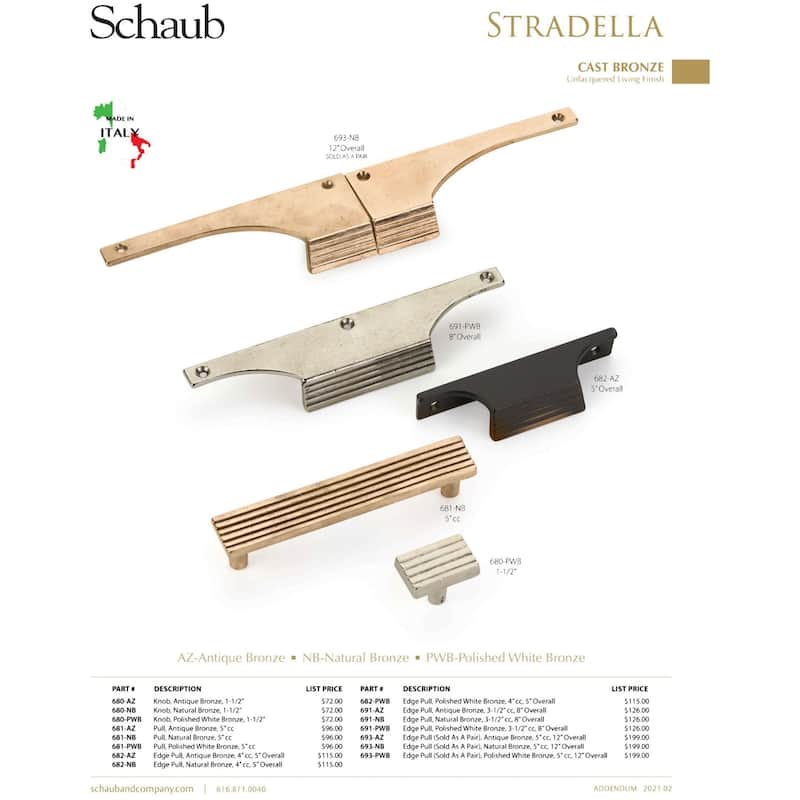 Schaub and Company Stradella Pair of 5" Center to Center Rustic Solid