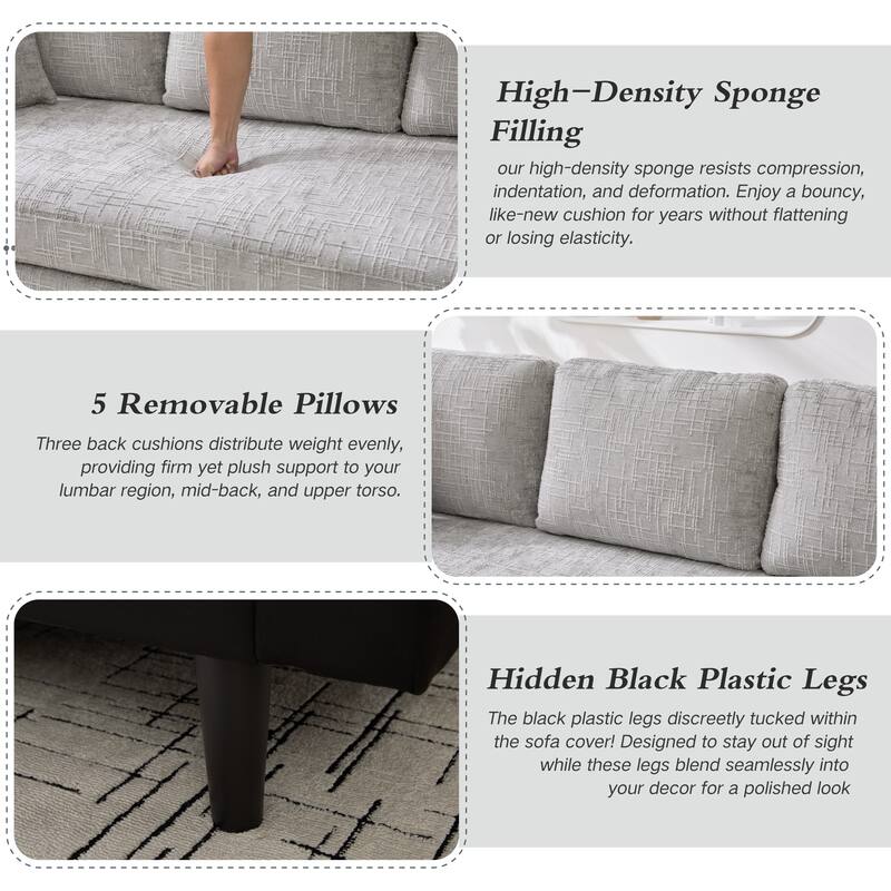 83.9"W Modern Casual Sofa With Removable Upholstery Cover