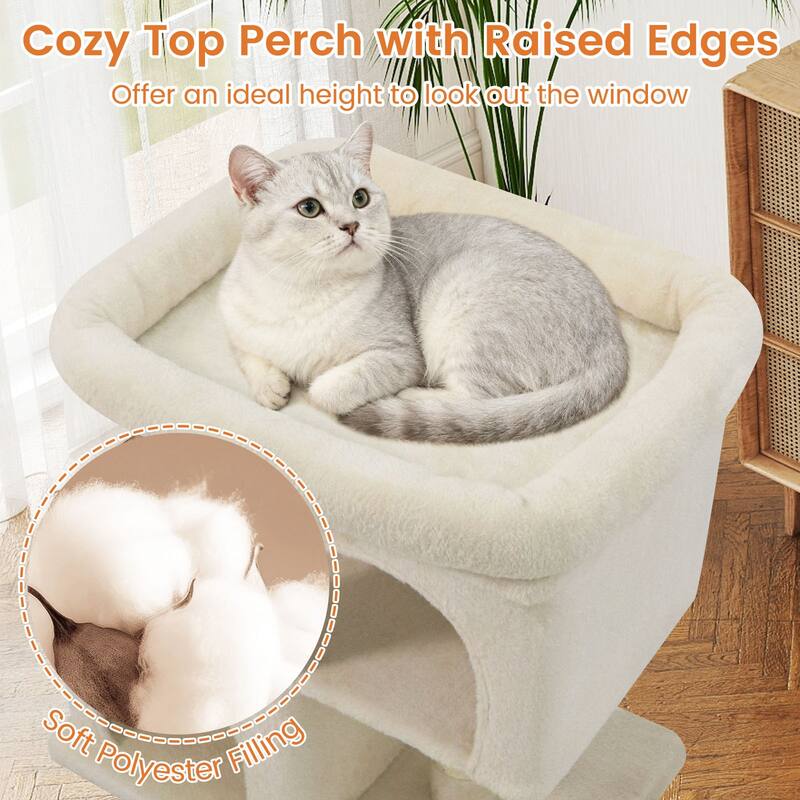 Gymax 25.5'' Cat Tree w/2 Large Condo Padded Top Perch Sisal