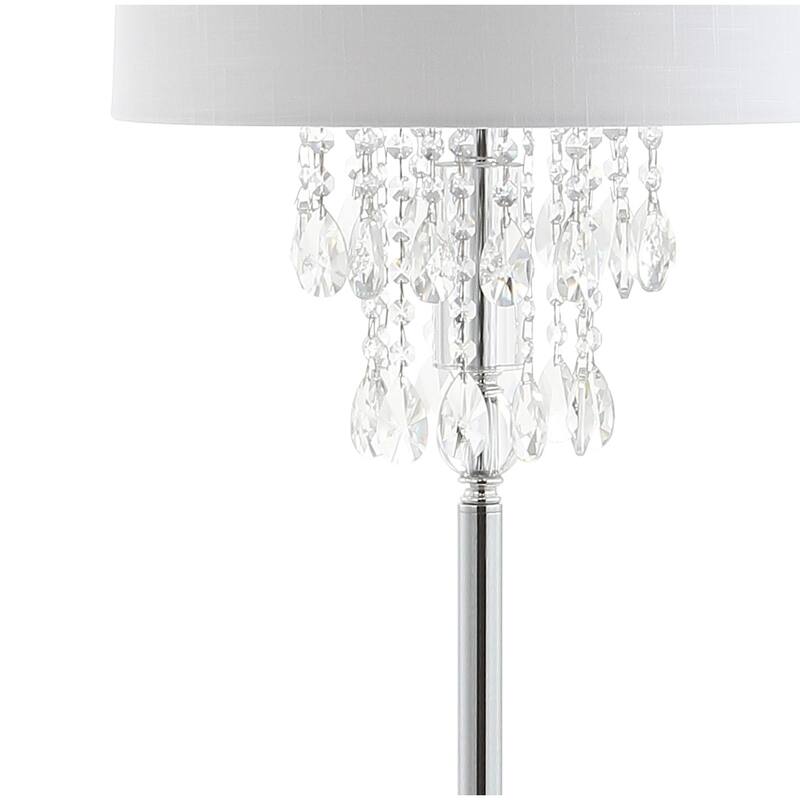 Madison 61" Crystal / Metal LED Floor Lamp, Clear/Chrome by JONATHAN Y - 61" H x 16" W x 16" D