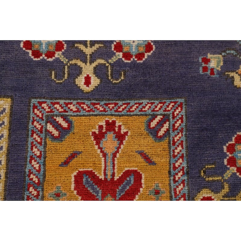 Garden Design Traditional Kazak Rug Hand-Knotted Wool Carpet - 4'1" x 6'4"