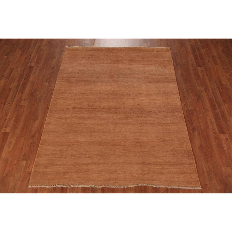 Modern Gabbeh Oriental Area Rug Handmade Tribal Solid Wool Carpet - 4'9" x 6'3"