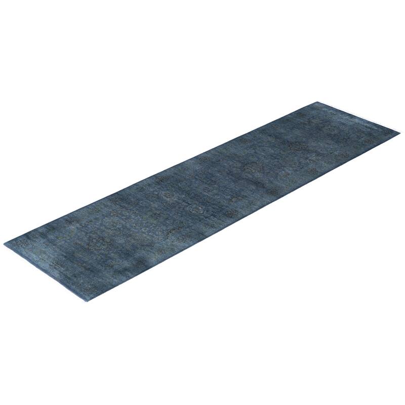 Overdyed One-of-a-Kind Hand-Knotted Runner Rug - Gray - 2' 7" x 9' 7"