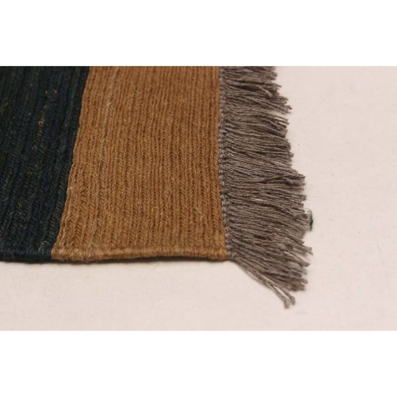 ECARPETGALLERY Flat-Weave Natural Navy, Red Wool Tapestry Kilim - 10'0 x 12'0