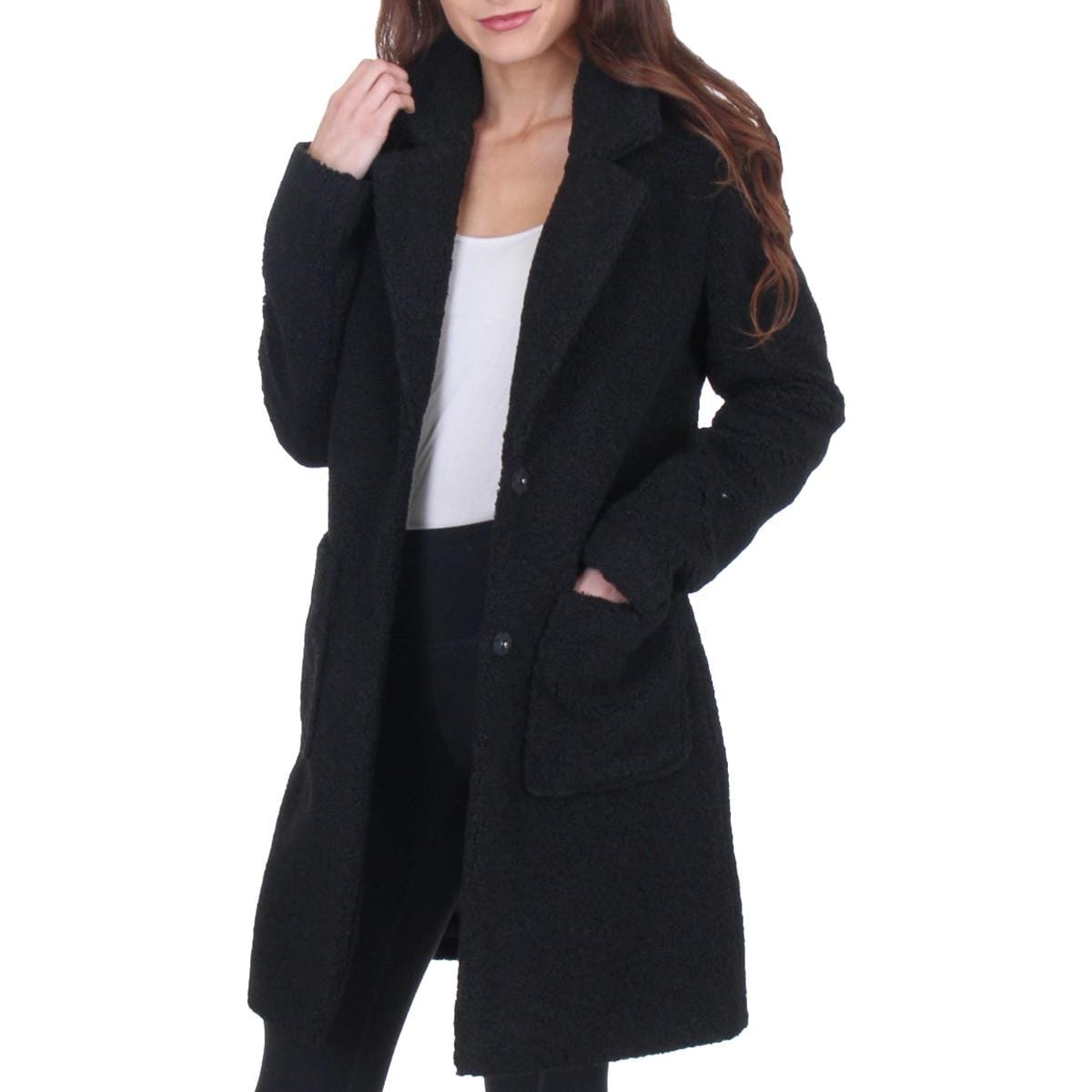 GUESS Womens Clinton Oversized Textured Coat