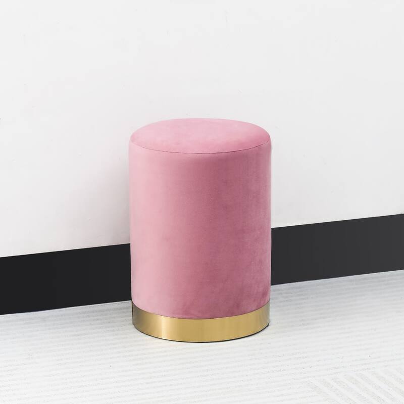 Adeco Footstool Ottoman Vanity Stool with Gold Base