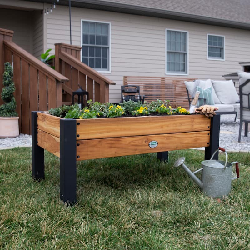 Backyard Discovery 48" Teak Wood Raised Garden Bed Planter Box - 3'8" x 2'0"