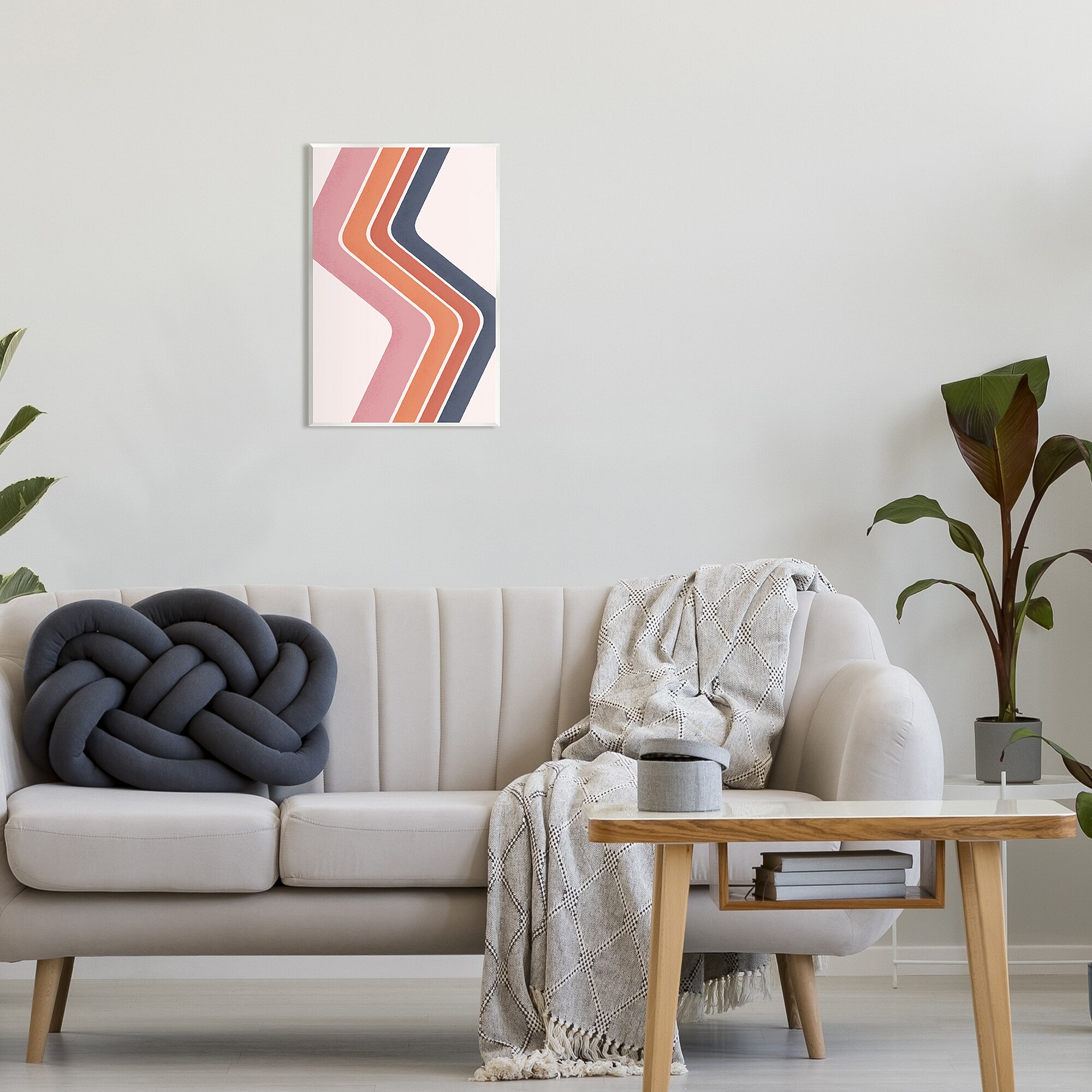 Stupell Retro Smooth Stripe Lines Vintage Shapes Pattern Wood Wall Art, Design-image