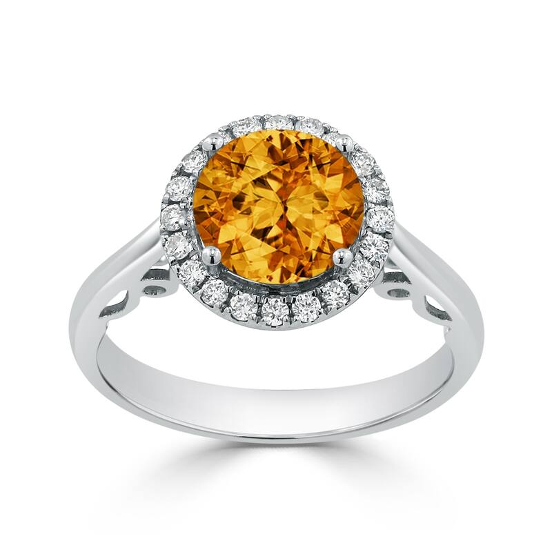 Auriya 2 1/2ct Round Citrine and Halo Diamond Engagement Ring 1/4ctw 14k Gold