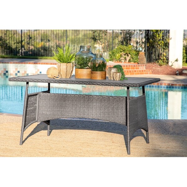 Set of 3 Outdoor Brown Resin Wicker Patio Table Set Side Tables All Weather 