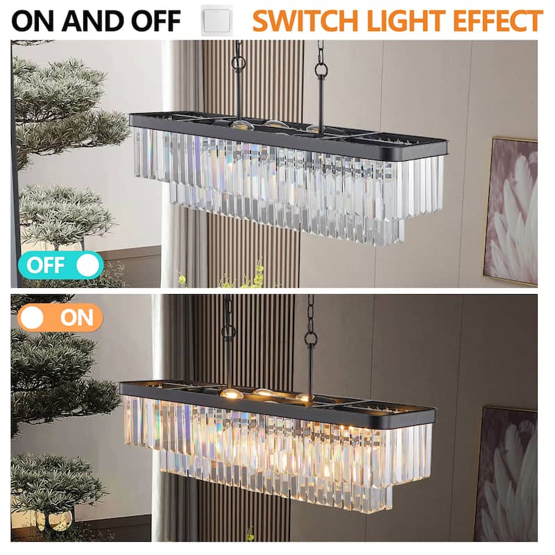 Rectangular Crystal Chandelier Adjustable