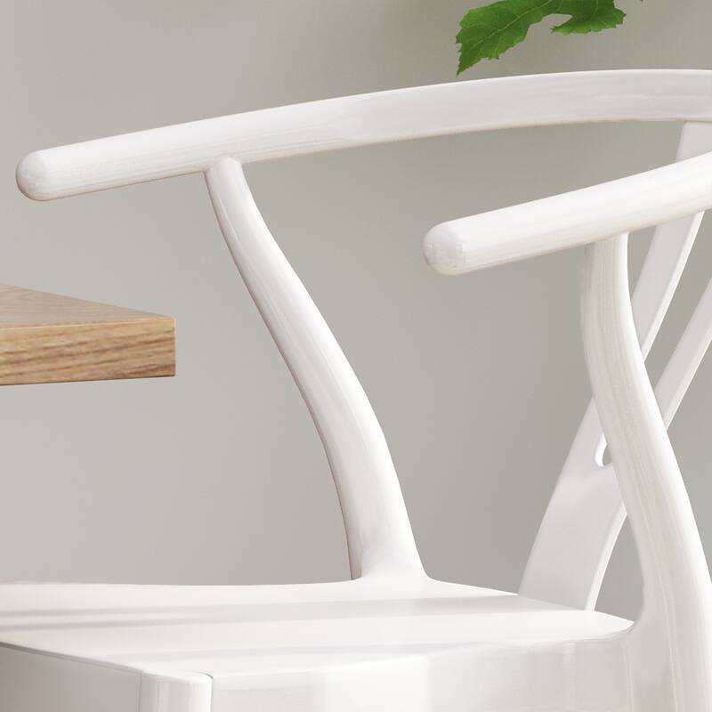 Classic Plastic Dining Chair with Special Design Open Back(Set of 2)