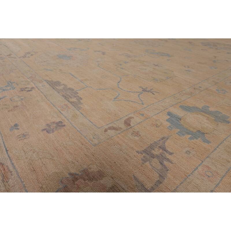 Vegetable Dye Oushak Turkish Area Rug Hand-Knotted Orange Wool Carpet - 10'6"x 13'10"