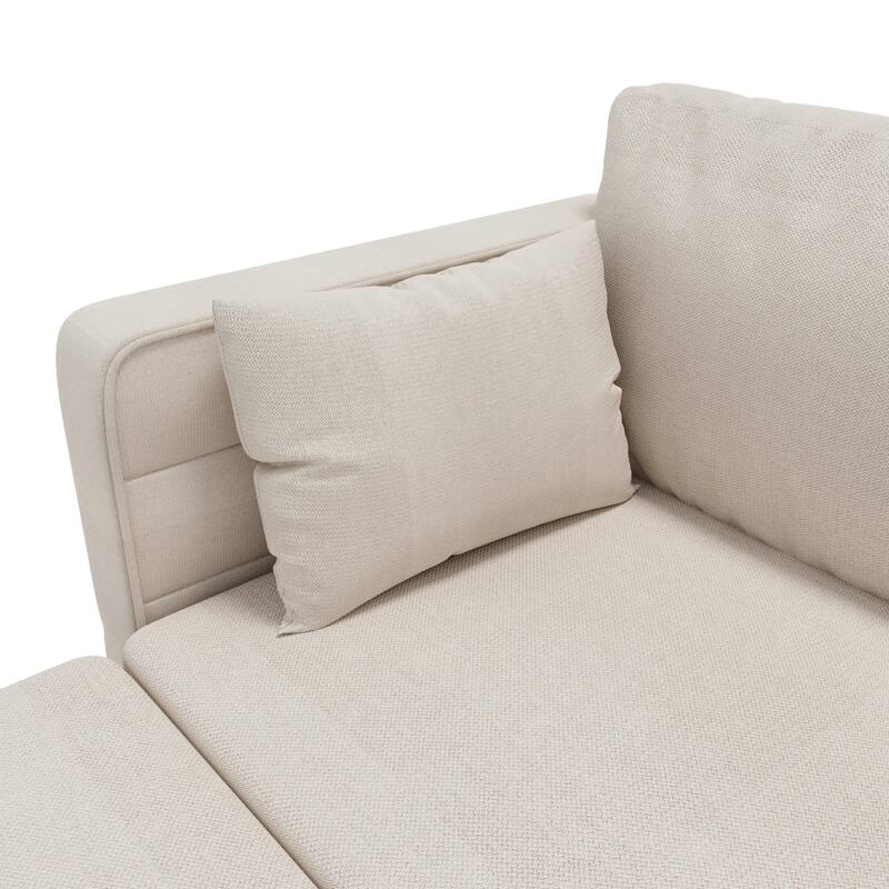 Linen Fabric U Shaped Modular Couch Set with Ottomans and Storage Seats