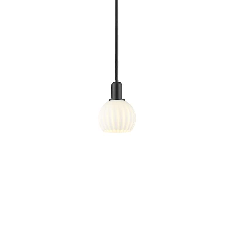 Innovations Lighting 716-1S-9-6 White Venetian Pendant White Venetian - Matte Black / White Venetian