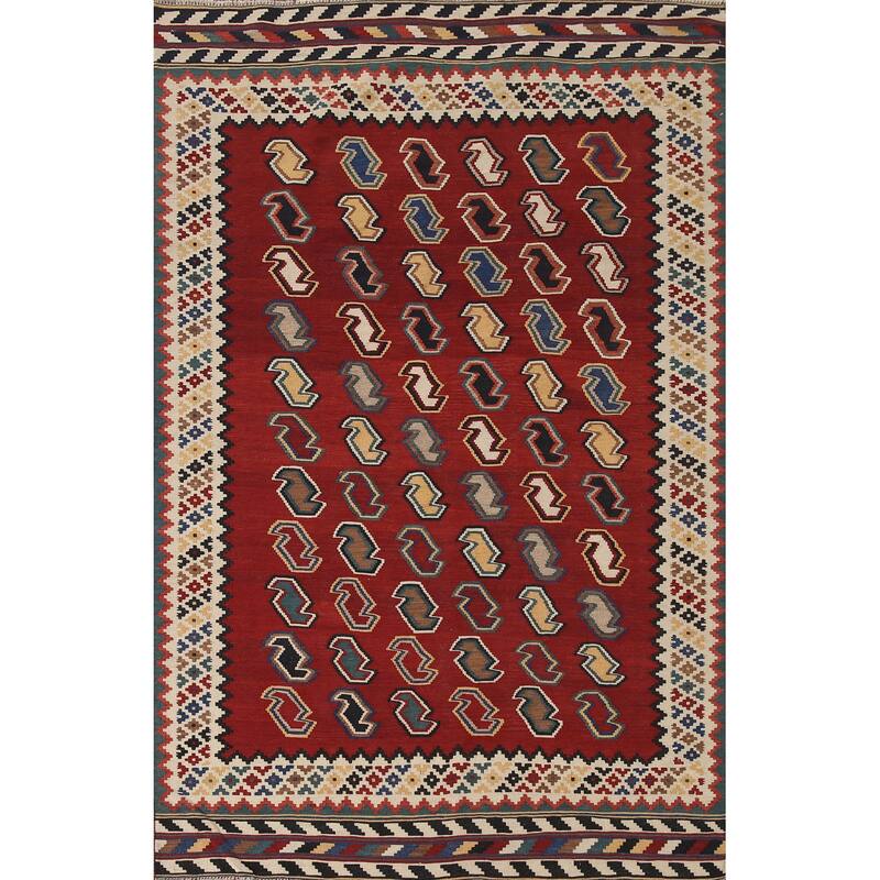 Vegetable Dye Kilim Persian Vintage Area Rug Flatweave Wool Carpet - 5'0"x 8'2"