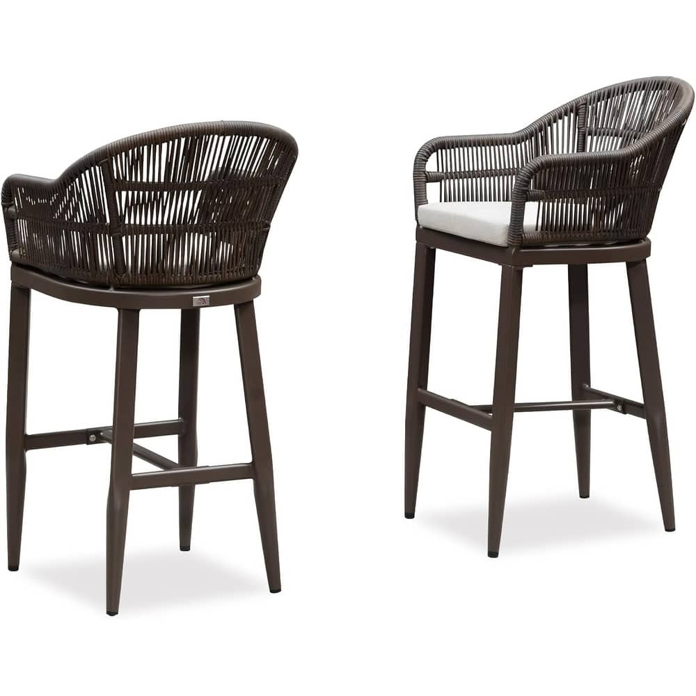 PURPLE LEAF Outdoor Dining Chairs Set of 2 Patio Counter Height Bar Stool with Cushion