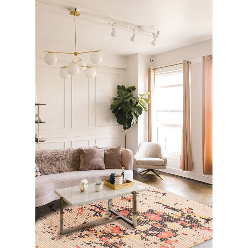 ECARPETGALLERY Hand-knotted Tangier Ivory Viscose, Wool Rug - 8'2 x 9'10