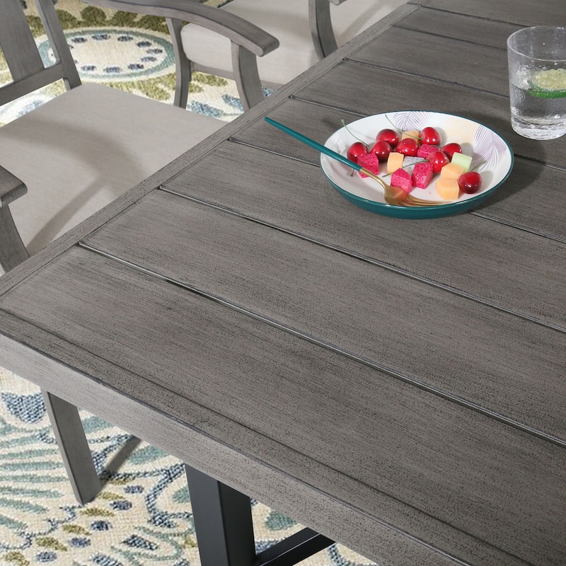 63 Inch Aluminum Outdoor Dining Table with Umbrella Hole