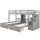 preview thumbnail 6 of 12, Triple Bunk Beds with Stairs & Drawers, Space-Saving Design, Twin Wooden Bunk Bed Frame w/Built-in Shelves for Kids Teens Adults