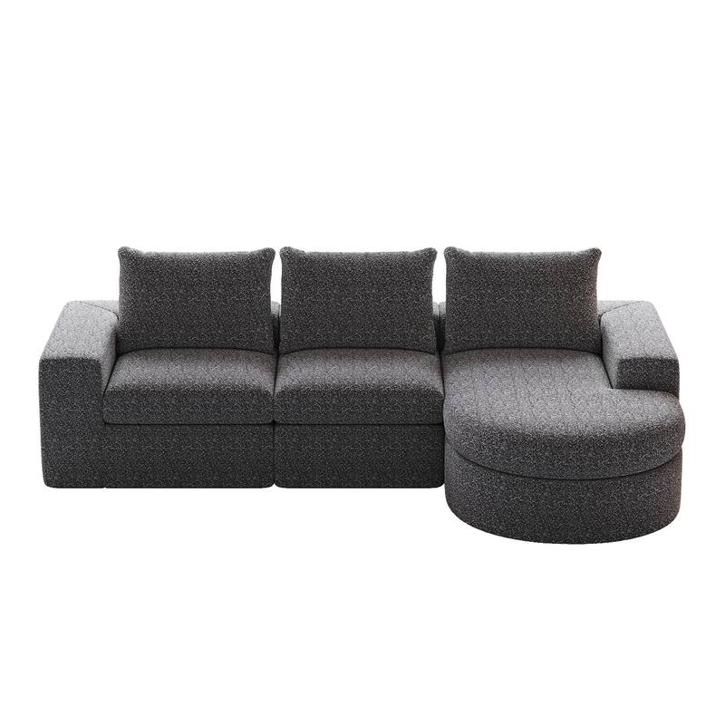 99" L-Shaped Chenille Sectional - 3-Piece Modular Cloud Sofa with Chaise, No Assembly Required