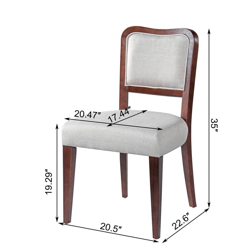 Upholstered Dining Chairs Set of 2 - Traditional Elegant Fabric Side Chairs with Curved Lines, Solid Hardwood Frame