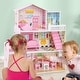 preview thumbnail 6 of 7, Kids Wooden Dollhouse Playset with 5 Simulated Rooms and 10 Pieces of Furniture-Pink - 23.5" x 10" x 27.5"