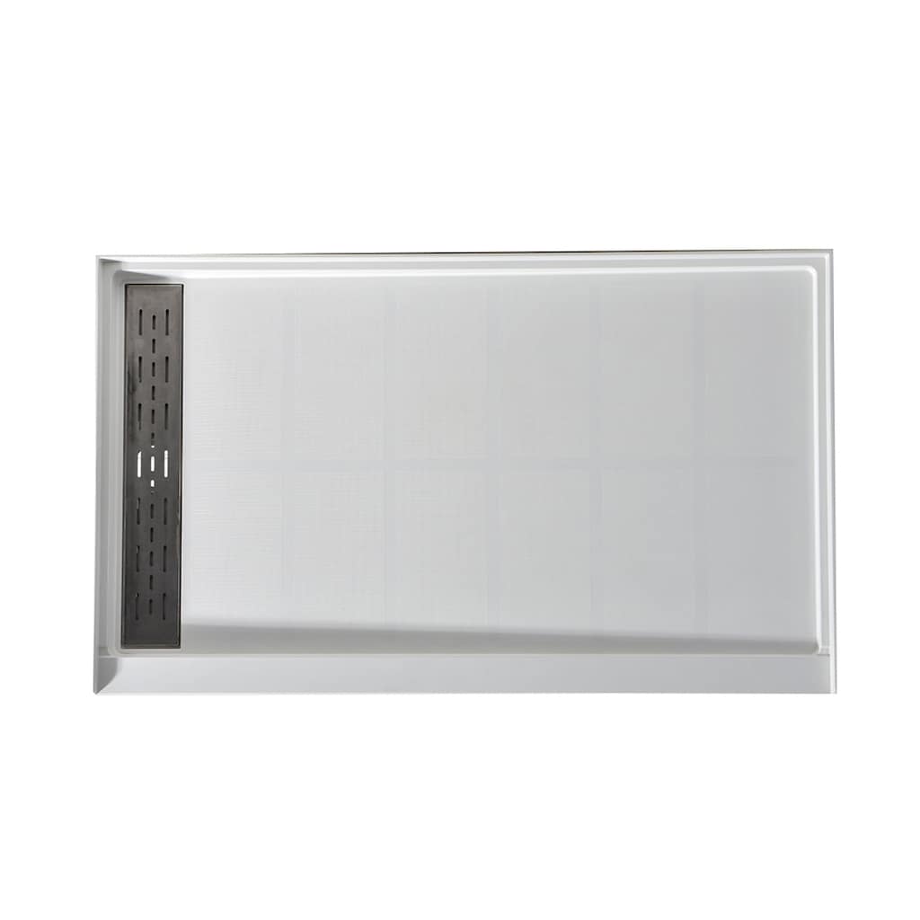 Alexander 60 in. L x 32 in. W Alcove Shower Pan Base with Left Drain in Glossy White Marine Acrylic