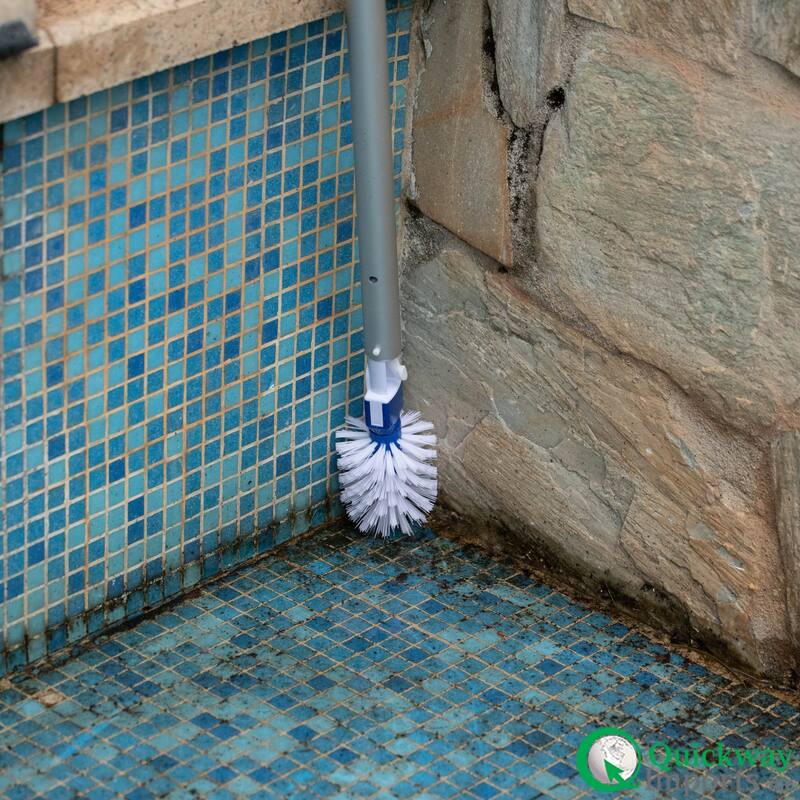 Quickway Imports Round Pool Corner and Step Brush Head Fine Bristle Scrub for Pools Spas Hot Tubs & Tight Spaces