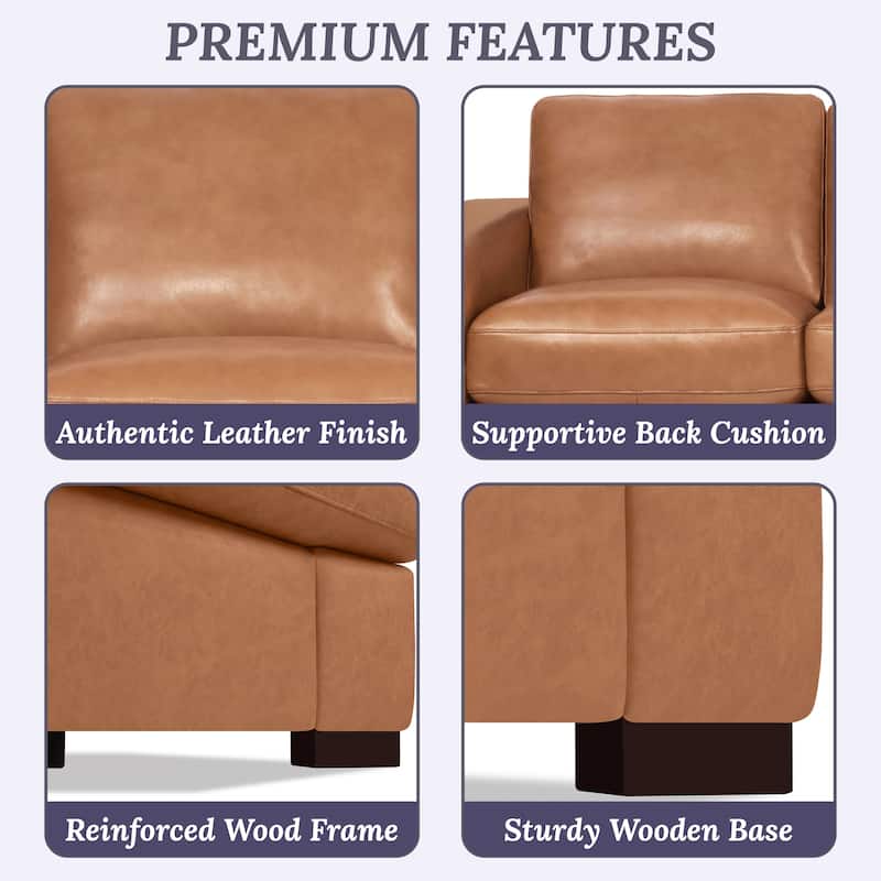 Premium Leather 3-Seater Sofa with Plush Deep Seating, Feather-Filled Cushions, and Long-Lasting Durability