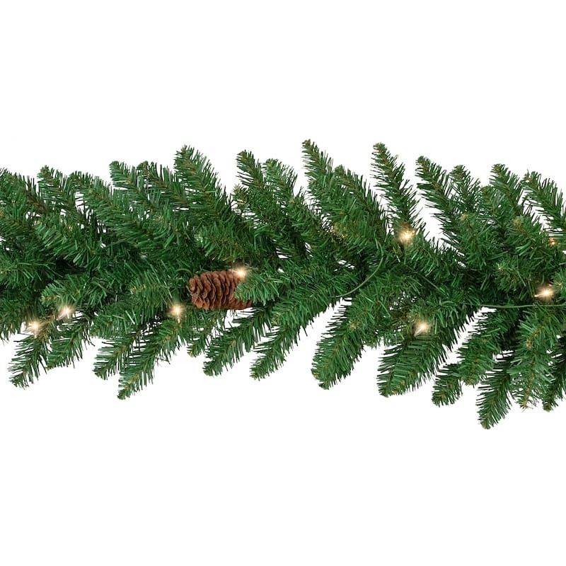9' x 12" Pre-Lit Black River Pine Artificial Christmas Garland, Clear Lights