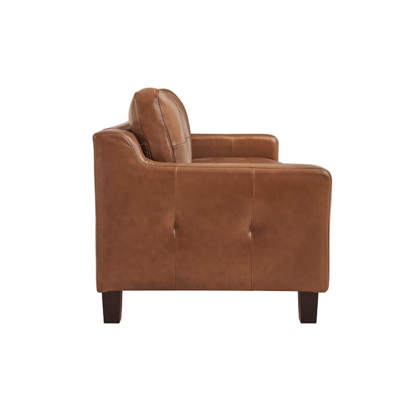 Genuine Leather Sofa Tufted Sectional Couch with Removable Cushions