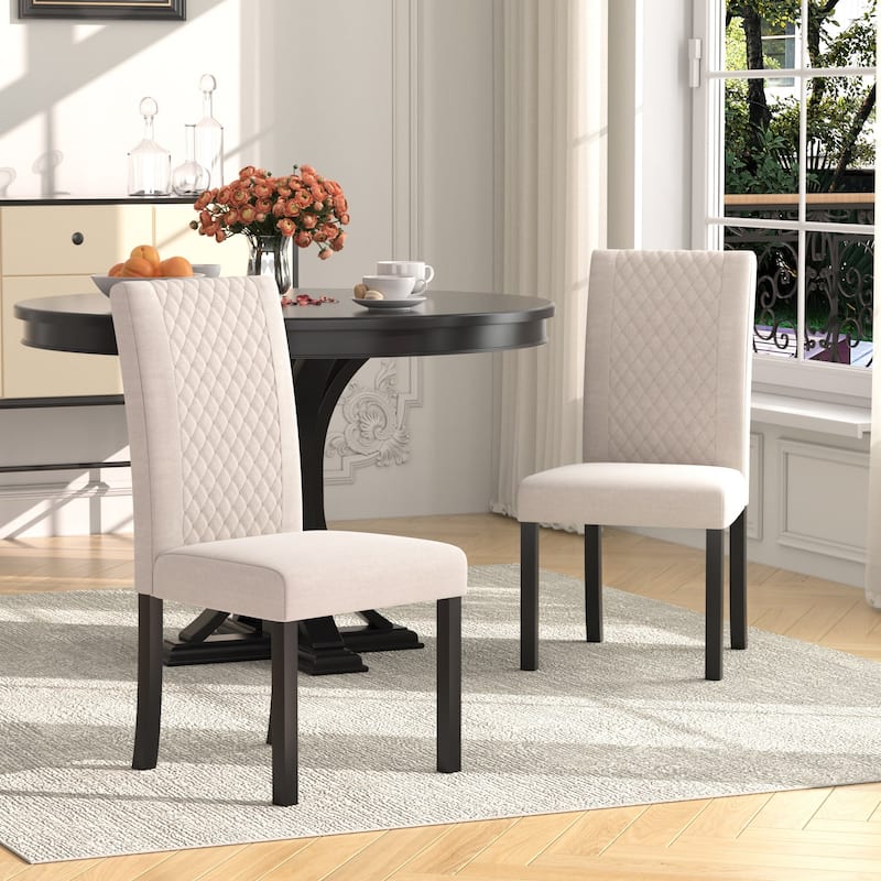 VECELO Upholstered Dining Chairs Set of 2/4/6 Parson Classic Upholstered Dining Chair Modern Parson Chairs - Set of 2 - Beige
