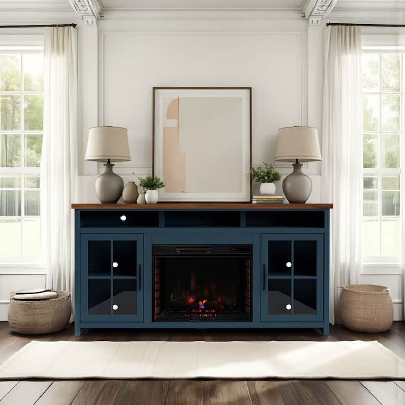 Bridgevine Home 74 inch Fireplace TV Stand Console for TVs up to 85 inches