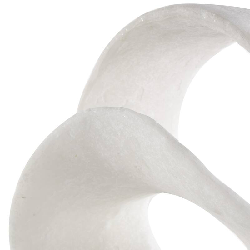 Polystone Abstract Textured Wave Decorative Sculpture with Elevated Base - White - Roche River Decor