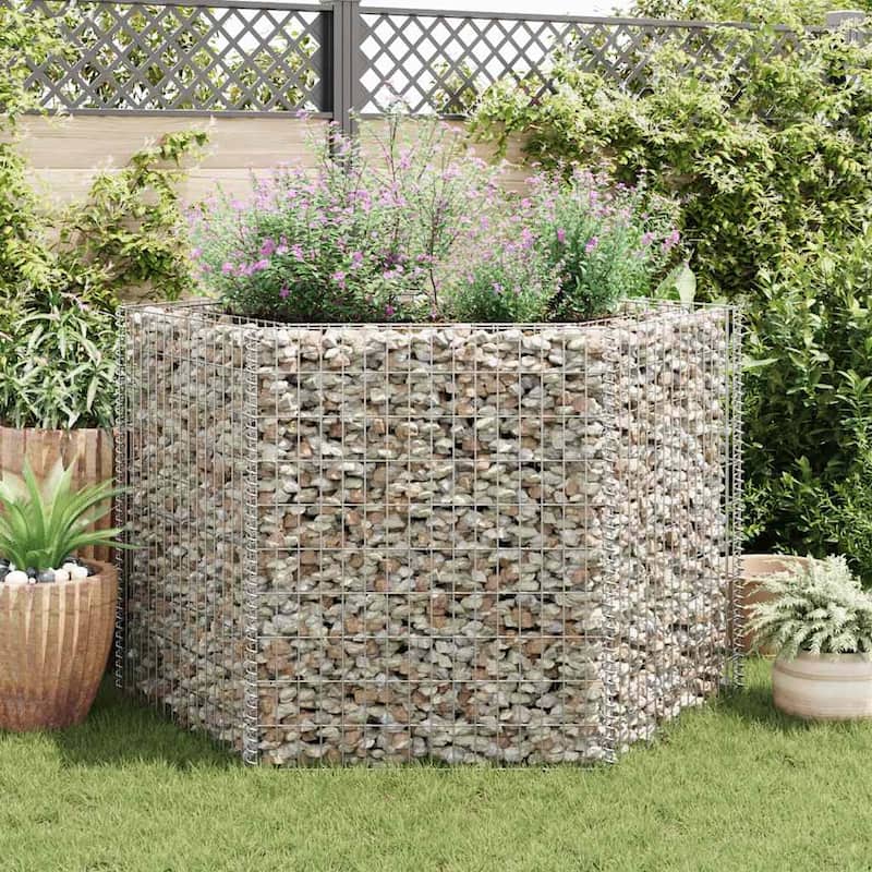 vidaXL Gabion Basket Hexagonal, 63x55.1x39.4 Inches - 63 x 55.1 x 39.4