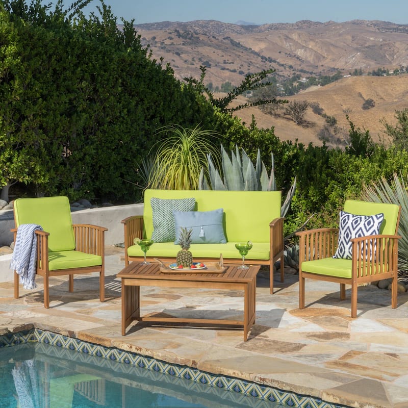 Christopher Knight Home Carolina 4-Piece Outdoor Acacia Sofa Set - Stylish & Cozy Patio Seating
