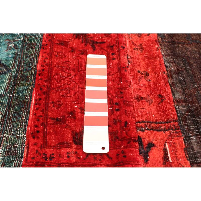 ECARPETGALLERY Hand-knotted Color Transition Patchwork Red Wool Rug - 5'5 x 8'3