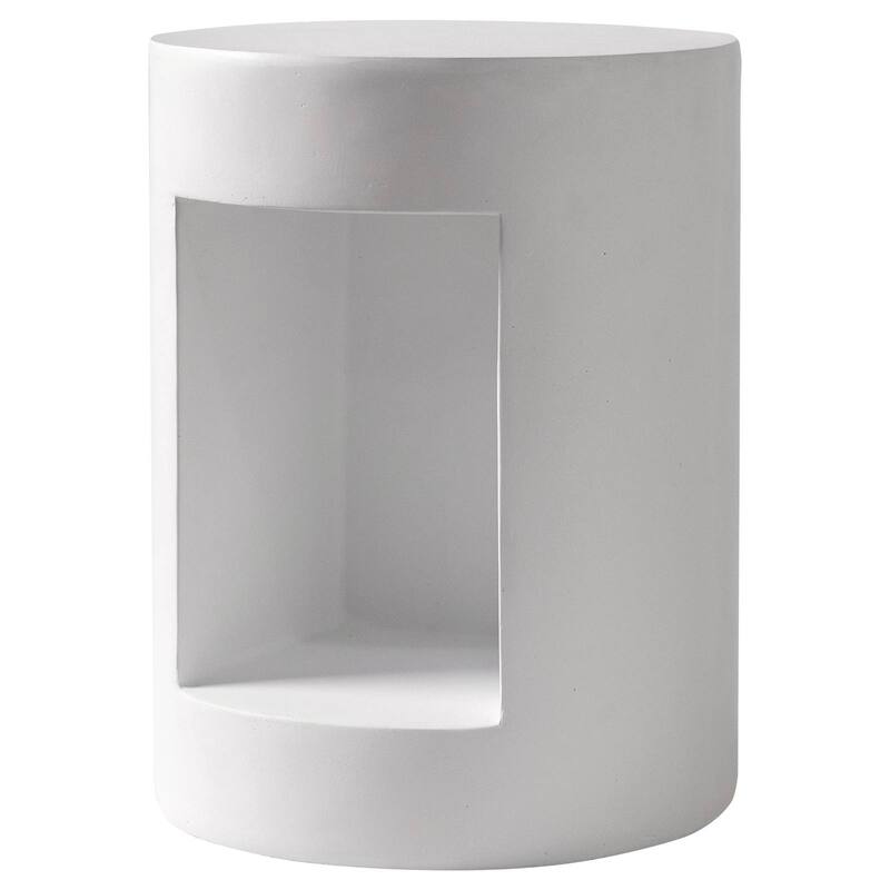 Nook 14" Wide Round Side Table in Fiberstone with Open Storage Compartment